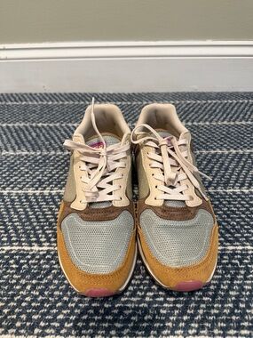 Neutral Multicolor Mesh & Suede Sneakers - Mustard, Brown, Gray